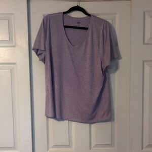 Athletic Works Moisture Wick Women's Short Sleeve V-Neck Purple Top